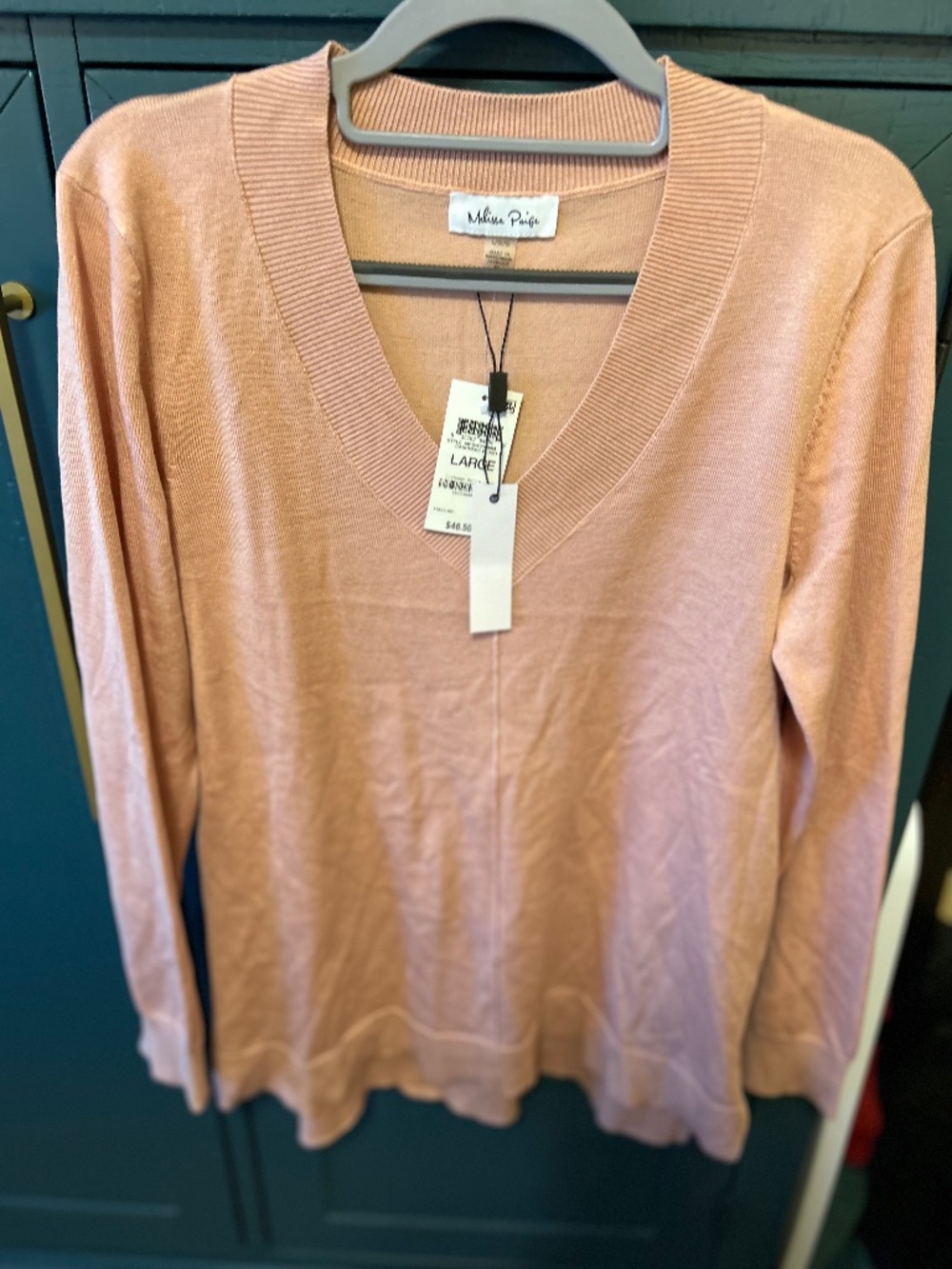 NWT lightweight pink v-neck sweater